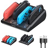 [Switch 1/2 Compatible] FASTSNAIL 8-in-1 Charging Dock for Nintendo Switch 2 & 1/OLED for Joy-Con 2, Dual-Direction Magnetic Fast Controller Charger Station Stand for Joycon 2/Joycon 1 (Black)