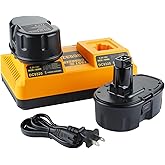 Bakipante 2Pack 4.5 Ah 18V Battery Replacement for Dewalt DC9096 DC9099 DC9098 DW9095 DW9096, and Dual Charger DC9320 Compatible with Dewalt 18 Volt XRP Battery Charger