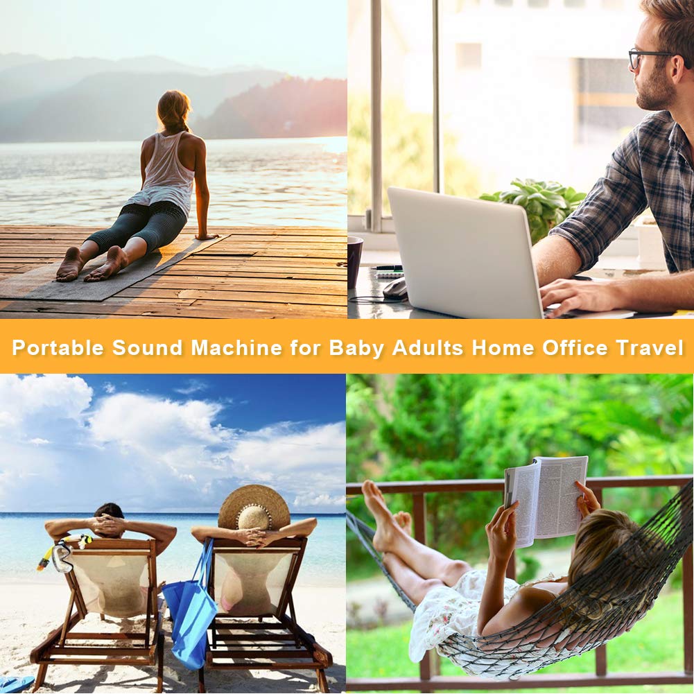 White Noise Machine,Portable Sleep Therapy Sound Machine with 28 Soothing Sounds 4 Sleeping Timer Dual Speaker Headphone Jack Adjustable Volume,Ideal for Baby Kids Adults,AC Adapter USB Cable Included