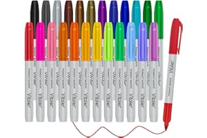 Vitoler Colored Permanent Markers,24 Assorted Colors Permanent Marker Pens Fine Point Markers for Marking Coloring Doodling Writing Journaling