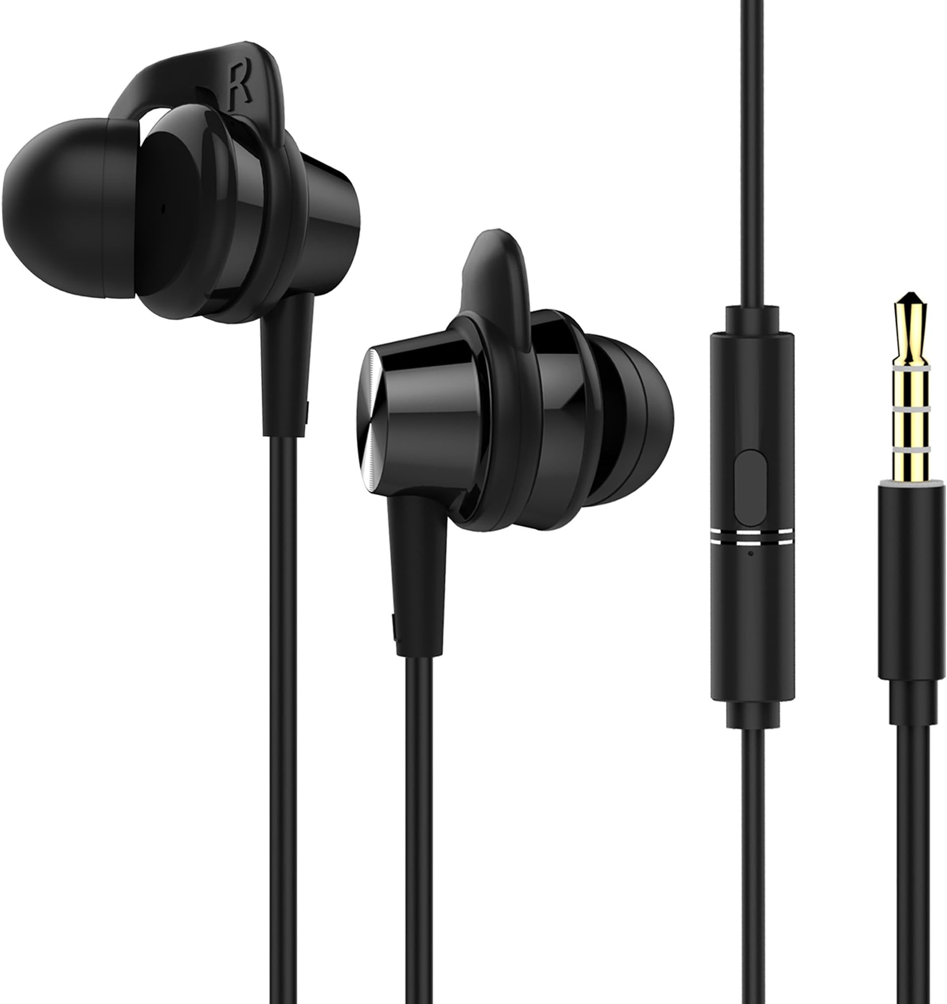 BYZ Earhook Earphones with Mic Black