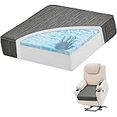 baibu Extra Large Dual-Layer Gel Memory Foam Recliner Cushions for Elderly, 20x20x5 Inch Thick Non-Slip Recliner Seat Cushion Suitable for Couch for Easy to Stand Up & Reduce Hip & Lumbar Pain, Grey