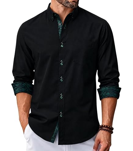White with Black Contrast Designer Dress Shirts