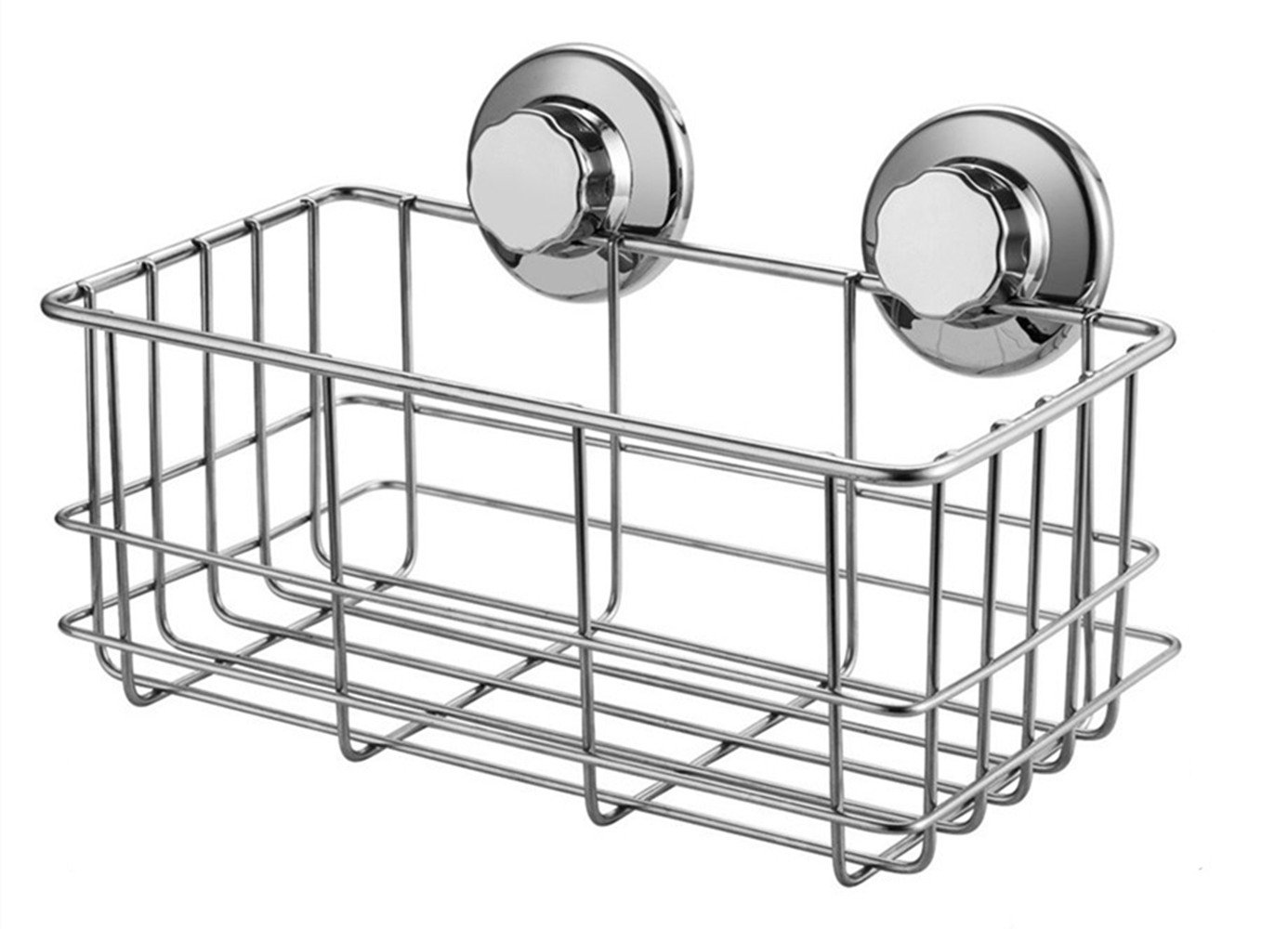 SANNO Suction Shower Caddy Shower Organiser Bathroom Caddy Wall Shelves Kitchen Storage Basket Holder for Gel Holder Bathroom Storage Shampoo, Conditioner - Rustproof Stainless Steel