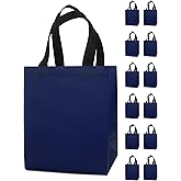 REUGBEXPT 12 Navy Blue Gift Bags - Sturdy, Reusable, Medium 8x5x10 with Handles, Non-Woven for Weddings, Father's Day, Parties, Birthdays & Graduations