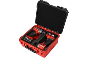 HOSOCASE Case for Milwaukee M18 Drill & Driver: Storage Carrying Bag Tool Box for Milwaukee Tools, Waterproof Hard Case for Milwaukee Cordless Hammer Drill/Impact Driver/Battery/Charger (Black/Red Case Only)