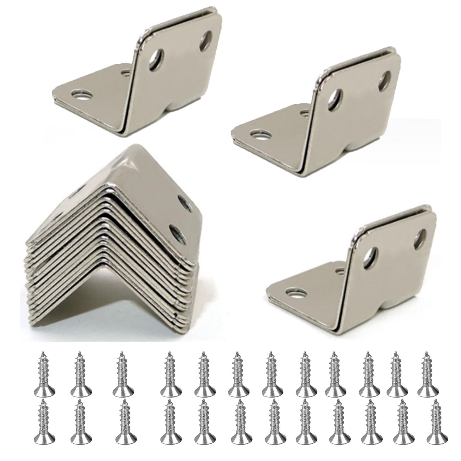 20 Pcs Angle Brackets,L Brackets, 90 Degree Bracket, Corner Bracket,with 80 Screws for Wood Furniture Fixing and Repairing (23*23*30mm