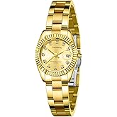 OXFANITE Watches for Women, Fashion Small Gold Analog Quartz Waterproof Stainless Steel Ladies Wrist Watches, with Date Dainty Diamond Luxury Dress Women Watch