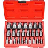 BEAUGIREW 25Pcs Hex-Head Multispline Screw and Bolt Extractor Set Easy Out Bolt Extractor Set Broken Bolt Remover Tools 1/8 I