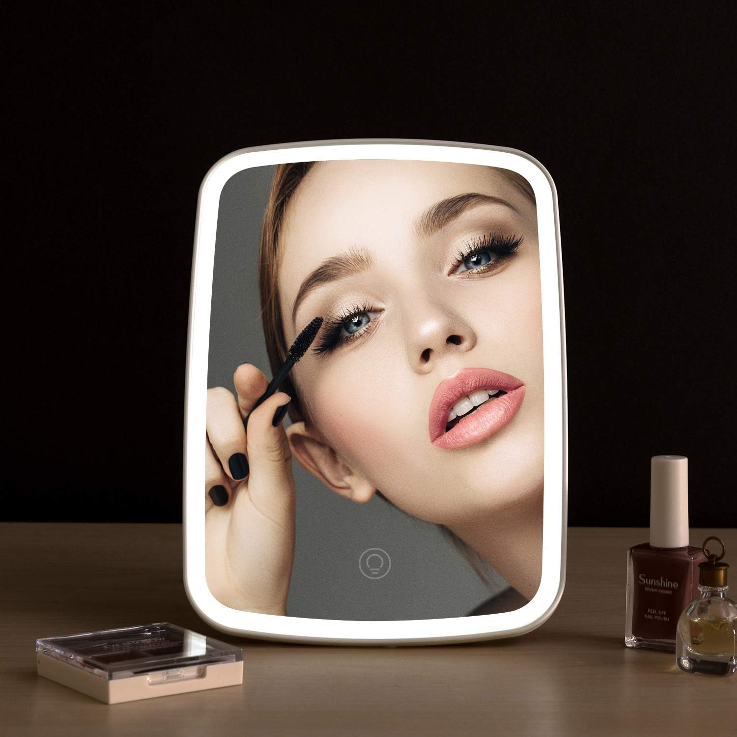 Jordan & Judy Makeup Mirror Touch Screen Vanity Mirror with LED Brightness Adjustable Portable USB Rechargeable: Furniture & Decor