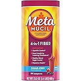Metamucil, 4-in-1 Fiber Supplement, Psyllium Husk Powder, Sugar-Free Powder, Berry Flavored Drink, 114 Servings
