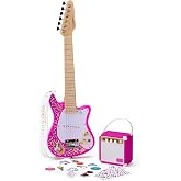 FAO Schwarz Stage Stars Kids Electric Guitar &amp; Amp, 6-String Beginner Set | Real Kid-Sized 6-String Electric Guitar, Mini Amp, Carrying Bag, Strap, Pick, Replacement Strings, Gems, Stickers, Music Gift