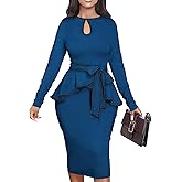 Women's Bodycon Vintage Dresses Elegant Peplum Dresses for Women Business Work Office