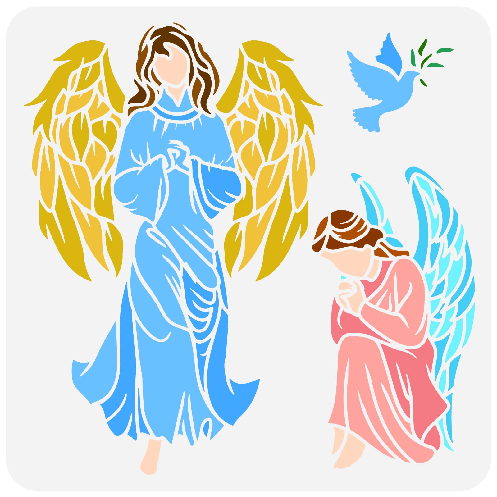 FINGERINSPIRE Angel Statue Painting Stencil 30x30cm Reusable Angel Logo Stencil Plastic Angel Wings Drawing Template Creative Hollow Out Stencil for Painting on Wall Wood Furniture DIY Home Decor