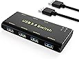 USB 3.0 Switch Selector,ABLEWE KVM Switcher Adapter 4 Port USB Peripheral Switcher Box Hub for Mouse, Keyboard, Scanner, Printer, PCs with One-Button Switch and 2 Pack USB Cable