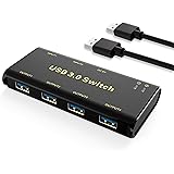 USB 3.0 Switch Selector,ABLEWE KVM Switcher Adapter 4 Port USB Peripheral Switcher Box Hub for Mouse, Keyboard, Scanner, Prin