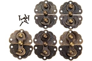 dophee 5Pcs 1.73"x1.34" Vintage Hasp Lock Latch Hasp with Screws for Jewelry Box Wooden Case Chest Decoration