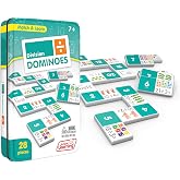 Junior Learning Division Match &amp; Learn Dominoes, Multi | Durable thick plastic tiles for math practice. Complete matching games stored in a portable collectors storage tin