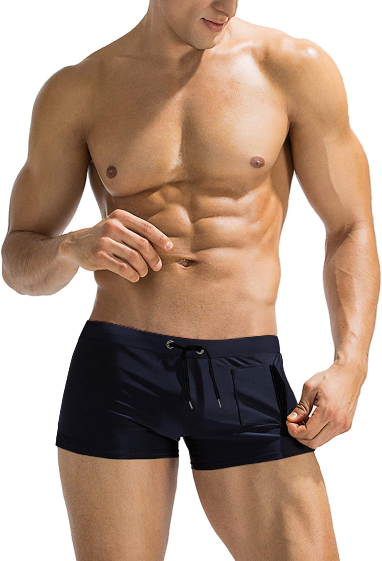 Mens Swim Trunks Shorts Swimwear Swimsuit Boardshort with Zipper Pocket