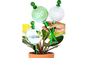 GARDENBRO 16 Oz Plant Watering Globes for Indoor Plants with Metal Self Watering Planter Insert - Premium XL Glass Hand-Blown Globes - Automatic Plant Waterer Indoor, Gift Idea for Gardeners [3 Globes]