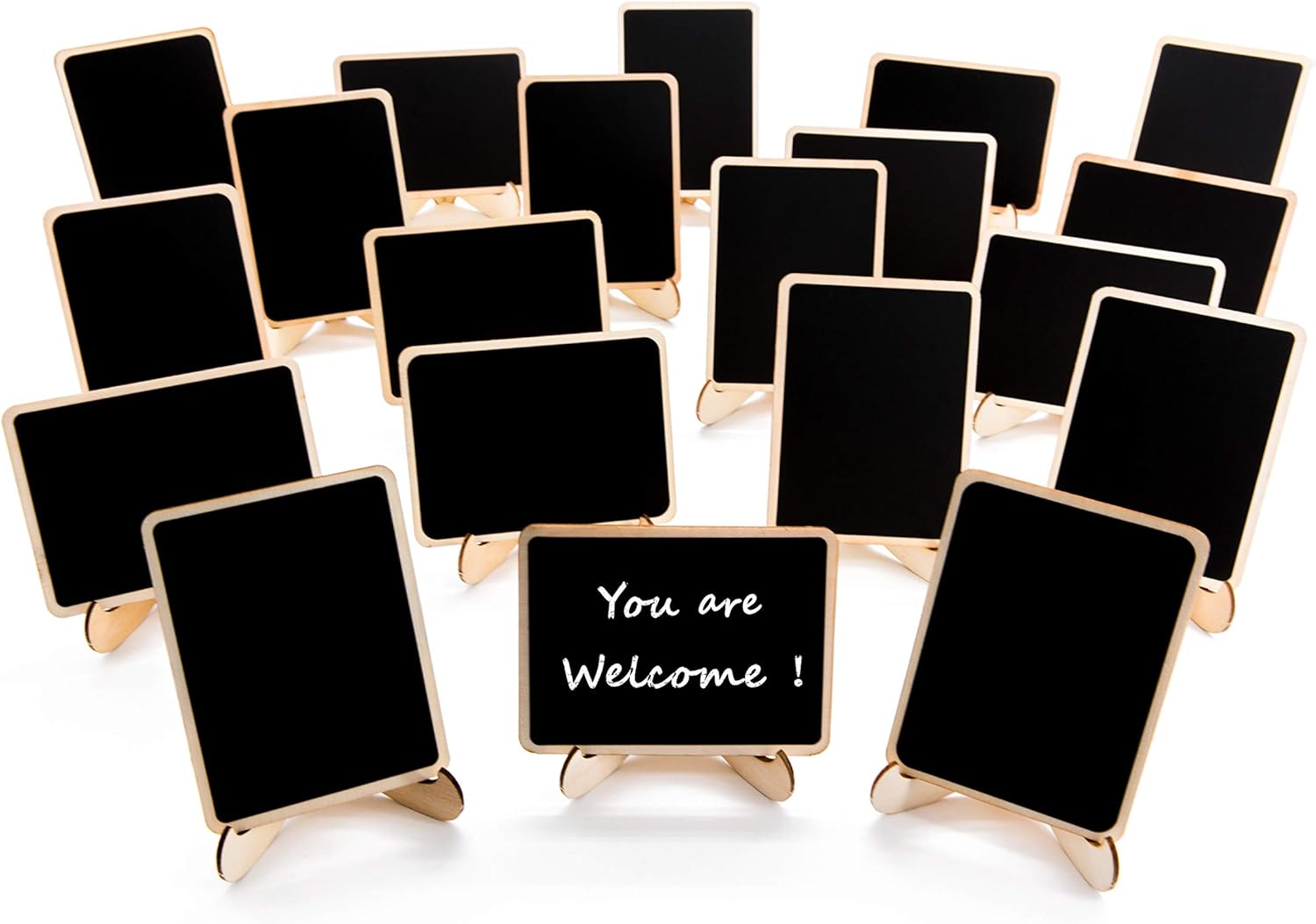 20 Pack Wood Mini Chalkboards Signs with Support Easels, Place Cards, Small Rectangle Chalkboards Blackboard for Weddings, Birthday Parties, Message Board Signs and Event Decorations : Office Products