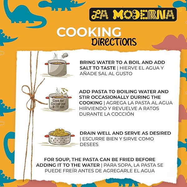 LA MODERNA, KIDS DINOSAUR PASTA, 7.05 OZ (PACK OF 1) – MADE WITH DURUM WHEAT SEMOLINA | FUN SHAPES FOR KIDS | ENRICHED WITH IRON & B VITAMINS | NON-GMO | KOSHER | QUICK FAMILY MEAL