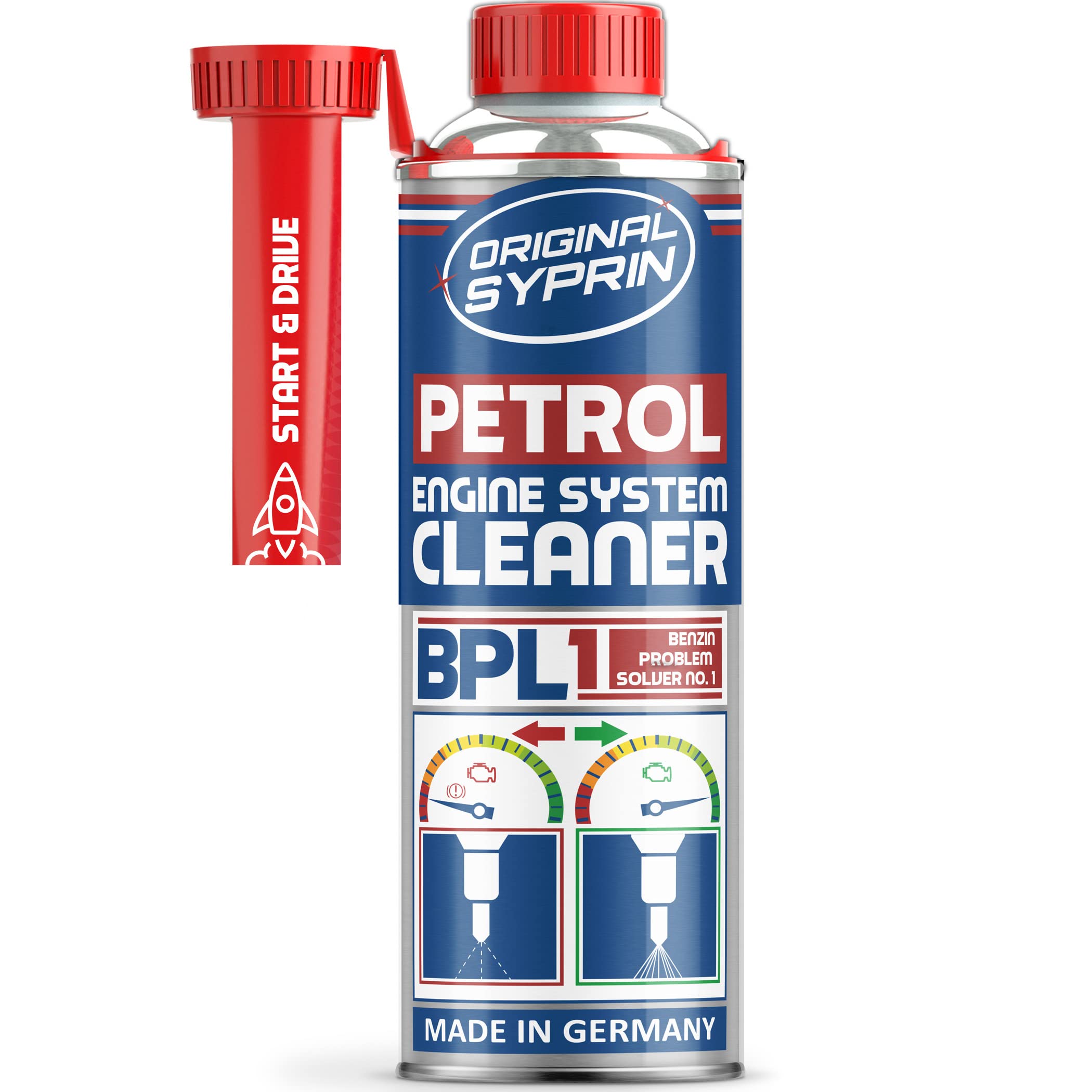 SYPRIN Petrol Cleaner additive - fuel injector system cleaner treatment I Improves Combustion and boosts Cetane - for all petrol engines cars