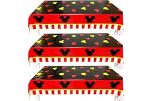 METIXOZE 3pcs Mouse Table Cloth Mouse Tablecover Mickey Birthday Decorations Mouse Birthday Party Supplies 51.2" x 86.6"