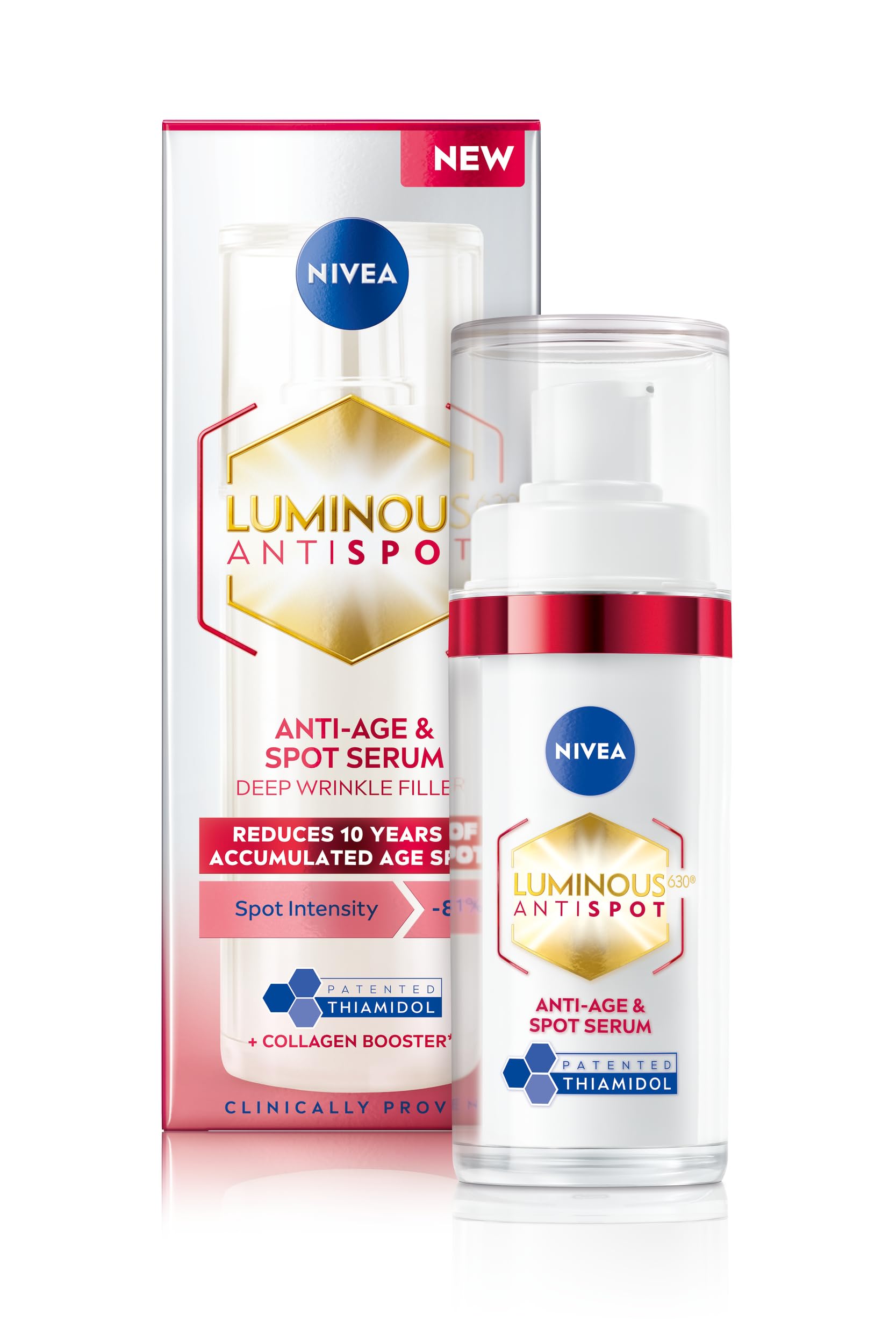 NIVEA Luminous 630 Anti Dark-Spot & Anti-Age Serum (30ml), Anti-Wrinkle Face Serum Reduces Age Spots and Dark-Spots, Firming and Hydrating Serum to Reduce Wrinkles and Fine Lines