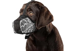 BONTHEE Dog Muzzle,Soft Mesh Muzzle for Small Medium Large Sized Dogs,Breathable Adjustable Puppy Muzzles for Scavenging Grooming Biting Chewing and Licking,Prevent Poisoned Bait Muzzle