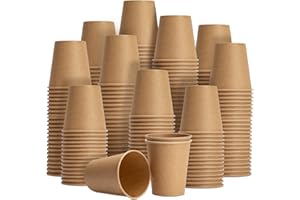 Dbfenglilian 300-Pack 4 OZ Kraft Paper Cups, Brown Disposable Coffee Cups, Unbleached for Hot and Cold Beverages, Suitable fo