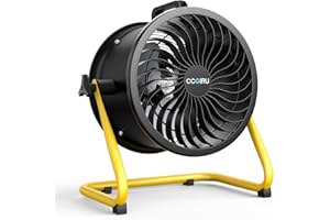 CCGIRU 10" High Velocity Floor Fan, 1400 CFM 3-Speed Industrial Shop Fan with Wall-Mounting System,Heavy Duty Metal Fan for Workshop, Garage and Warehouse - UL Safety Listed