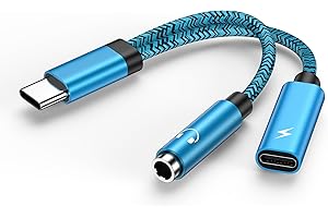 BORDSEK USB C to 3.5mm Headphone and Charger Adapter 2-in-1, Type C to Aux Audio Jack/60w Pd Fast Charging for iPhone 15 Pro Max Galaxy S24 S23 S22 S21 Pixel 8 Pro 7 7a, USB-C Splitter Dongle Cord for Android