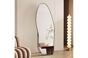 Irregular Full Length Mirror,63"x 24" Asymmetrical Decorative Black Aluminum Alloy Frame Unique for Bedroom/Living Room/Cloak