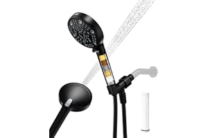 Filtered Handheld Shower Head for Hard Water, High Pressure Showerhead with 7 Spray Modes, Power Jet & Pause, Detachable & Ad