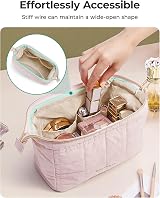 Bagsmart Makeup Bag Travel Cosmetic Bag Pink Large Capacity view 3