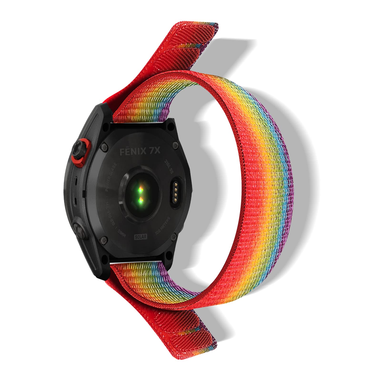 RoYiio Nylon Strap for Garmin Quatix8 51mm/Quatix 7X/6X/Tactix 8 51 mm/Tactix 7Pro Strap Comfortable Breathable Band for Fenix 8 Pro 51mm/7X Pro/6X Pro/Enduro 3/2 (QuickFit 26mm, Rainbow)