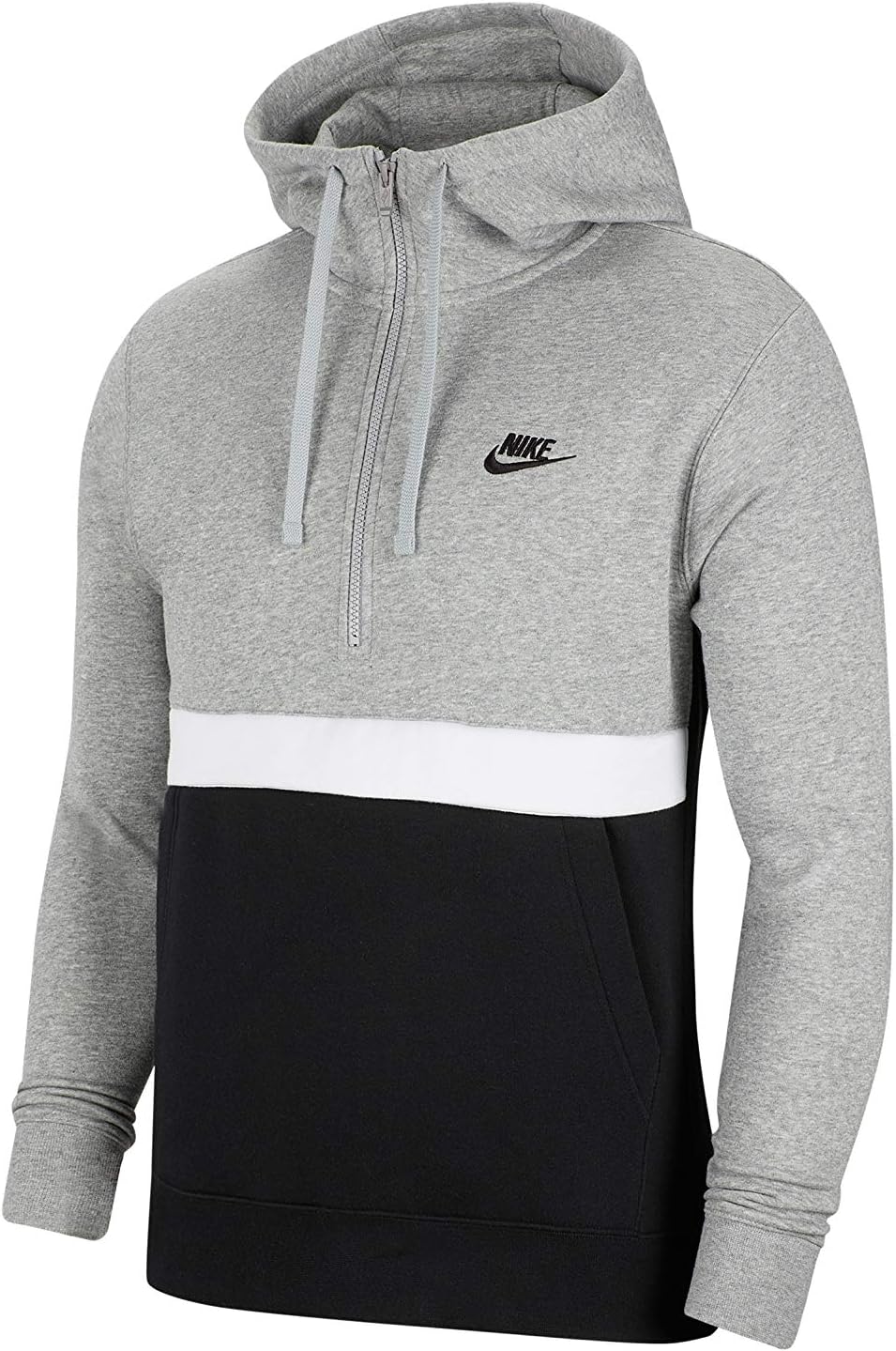 Nike Men's Sportswear Club Fleece Half-Zip Hoodie BV2699 (Dk Grey Heather/Black/Matte Silver/Black, XL)