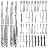 80 PCS Scalpel Blades #10#11#15#23 Scalpels Surgical with 4PCS Handle &amp; Storage Box,Individually Wrapped High Carbon Steel Blades for Sculpting, Cutting,Crafts &amp; More