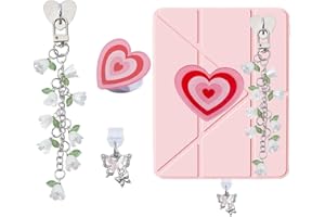 NICENEEDED 3 PCS Charm Chains for Kindle, Heart Flower Bracelet Strap Decorating Accessories for Reader Booklovers Women Men,