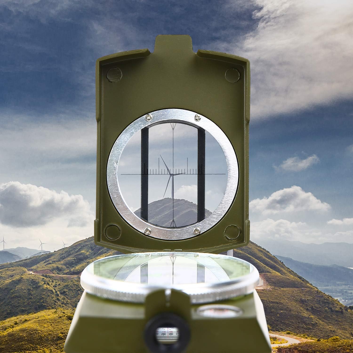 Sportneer Military Lensatic Sighting Compass with Carrying Bag, Waterproof and Shakeproof, Army Green : Sports & Outdoors