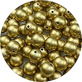 YHYPOCI 100pcs Pearl Beads for Crafts 12mm Resin Pearl for Jewelry Making Round Bulk Pearls Beads with Hole for Necklaces Bracelets Earrings Making Jewelry Decoration(Forsted Gold)