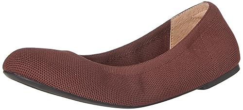 Amazon Essentials Women's Knit Ballet Flat, Oxblood, 14 Wide