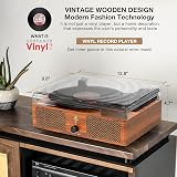 Udreamer Vinyl Record Player Turntable with Built-in Speakers 3 Speed Brown view 7