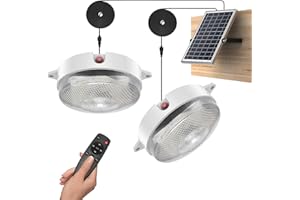 UPONUN Solar Ceiling Light Motion Sensor 2 Pack, Dimmable 6000K/4000K/3200K Solar Shed Light with On Off Switch & Remote, Daytime & Night Barn Lights Indoor & Outdoor for Porch Patio Stable Gazebo