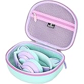 Tourmate Hard Travel Case for Riwbox CT-7 CT-7S / iClever HS01 / FosPower Cat Ear LED Light Kids Wireless Headphones, Protective Carrying Storage Bag (Purple&Green Box for Sale)