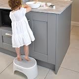 Shnuggle Sturdy Step Stool Non-Slip Kids Bathroom White Grey view 6