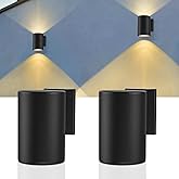 KelvinLux Solar Sconce Lights Outdoor, 2 Pack Modern Wall Light Fixture, Up & Down Warm White Glow, Solar Powered Exterior Lights, IP65 Waterproof for Patio, Yard, Porch, Garage, Fence, Railing