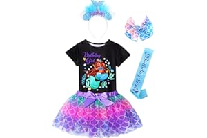 Doctor Unicorn Birthday Girls Mermaid Outfit Set Costume Tutu Skirt Dress, Mermaid Birthday Shirt, Headband & Satin Sash