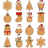 Chiisong 240 Pcs Christmas Gift Tags Stickers Kraft Self-Adhesive Christmas Name Labels Stickers Snowman Santa Claus Gingerbread Name Tags for Xmas Gift Box Decorations,16 Designs(Standard Styles)